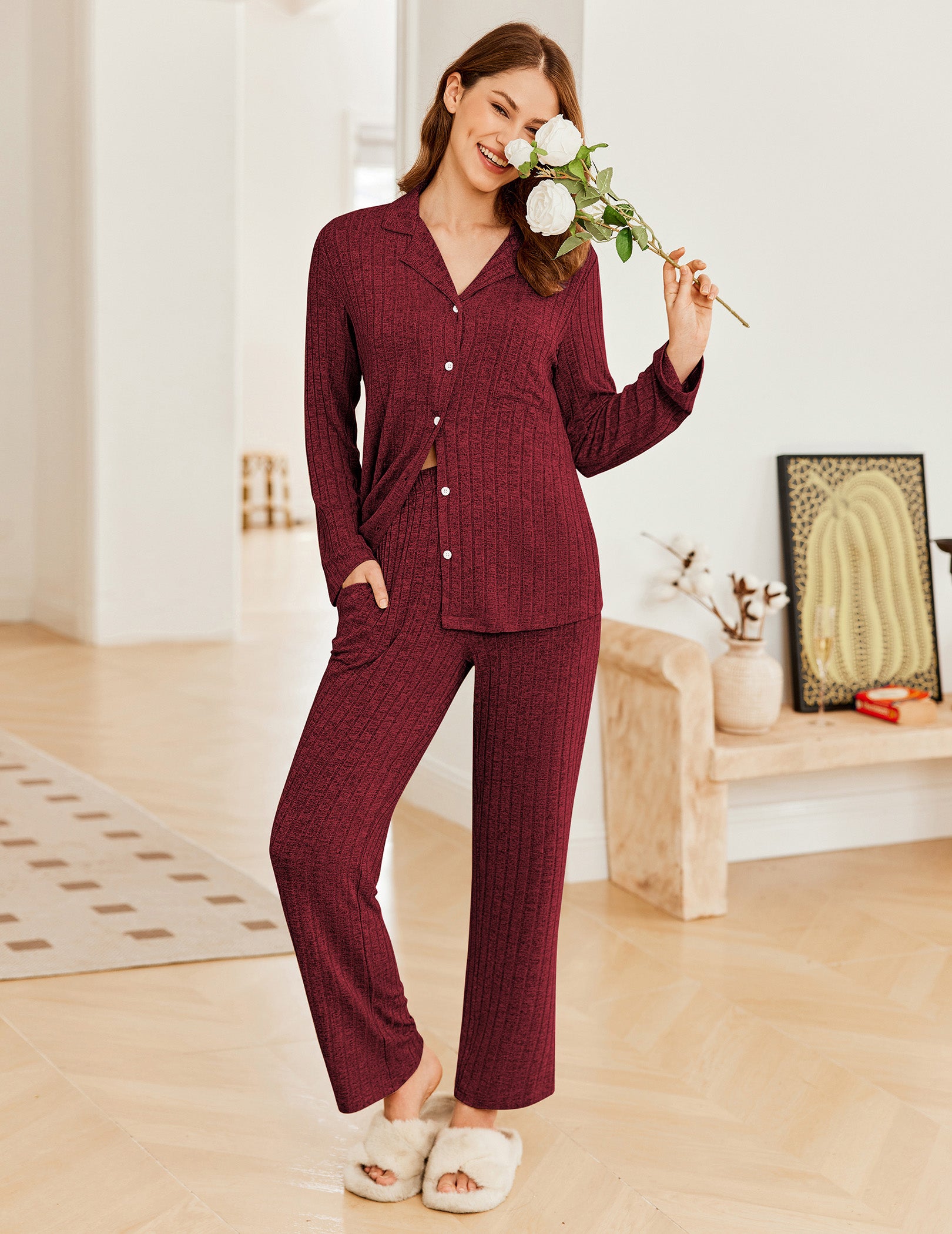 Soft Ribbed Knit Pajama Sets (US Only)