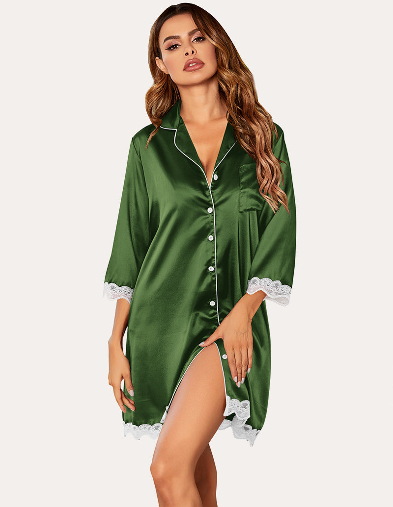 Satin Lace Trim Nightshirts (US Only)