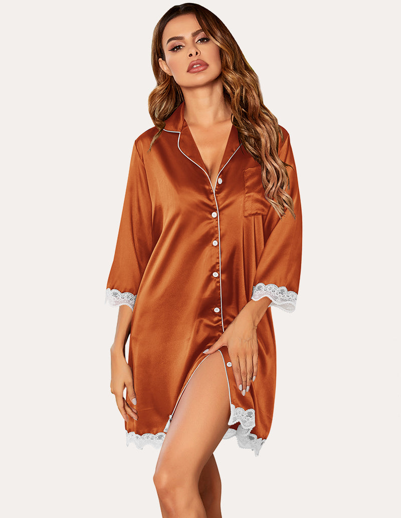 Satin Lace Trim Nightshirts (US Only)