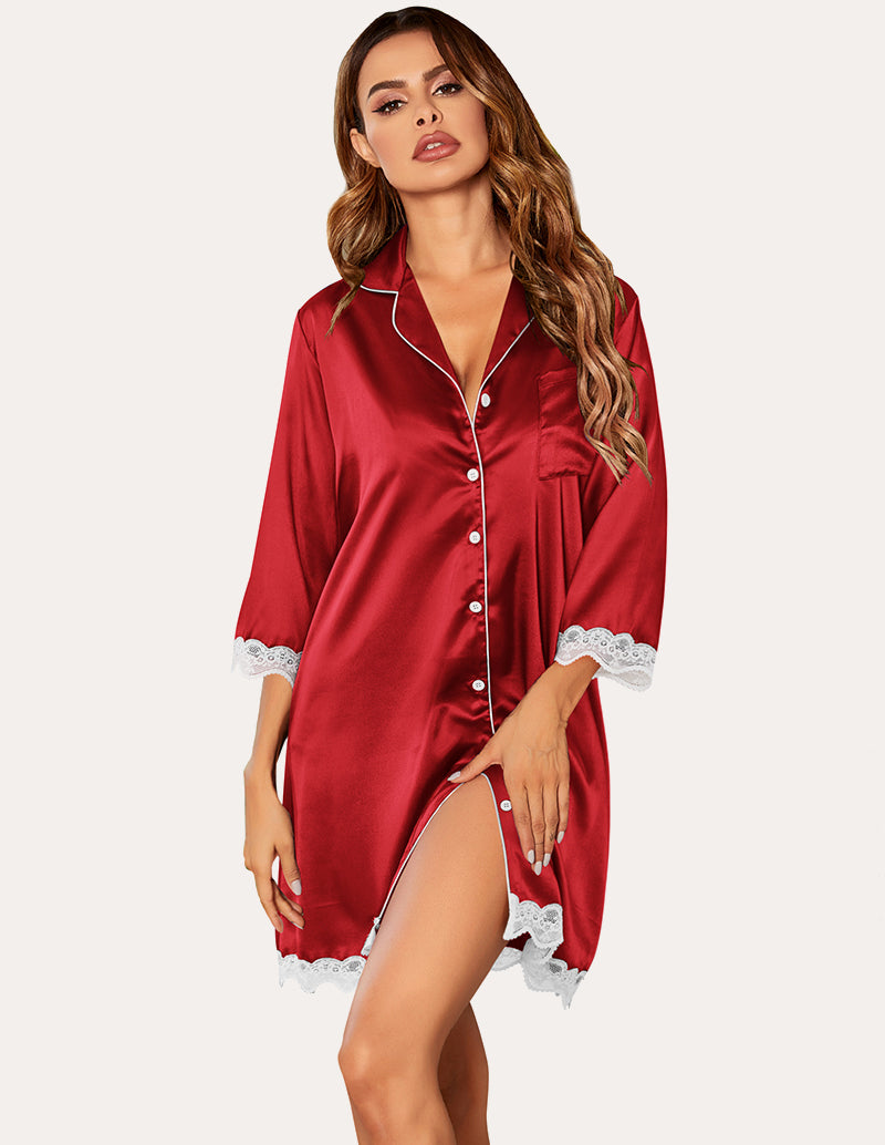 Satin Lace Trim Nightshirts (US Only)