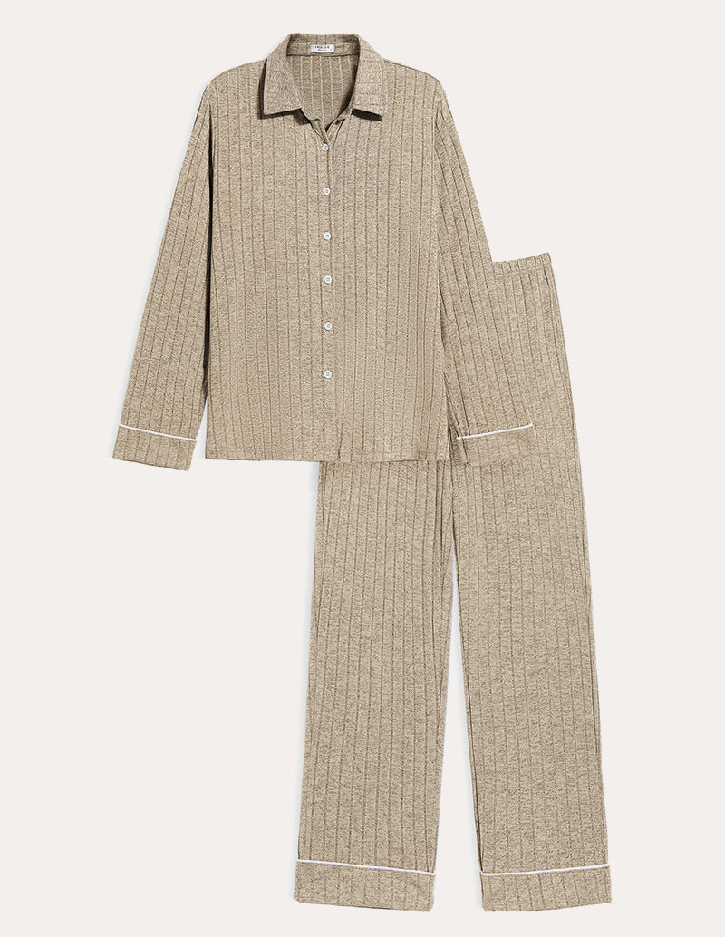 Simple Cozy Ribbed Pajama Set (US Only)