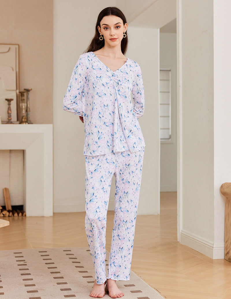 Ekouaer 2 Pack Pajama Set Long Sleeve Pajamas Set
