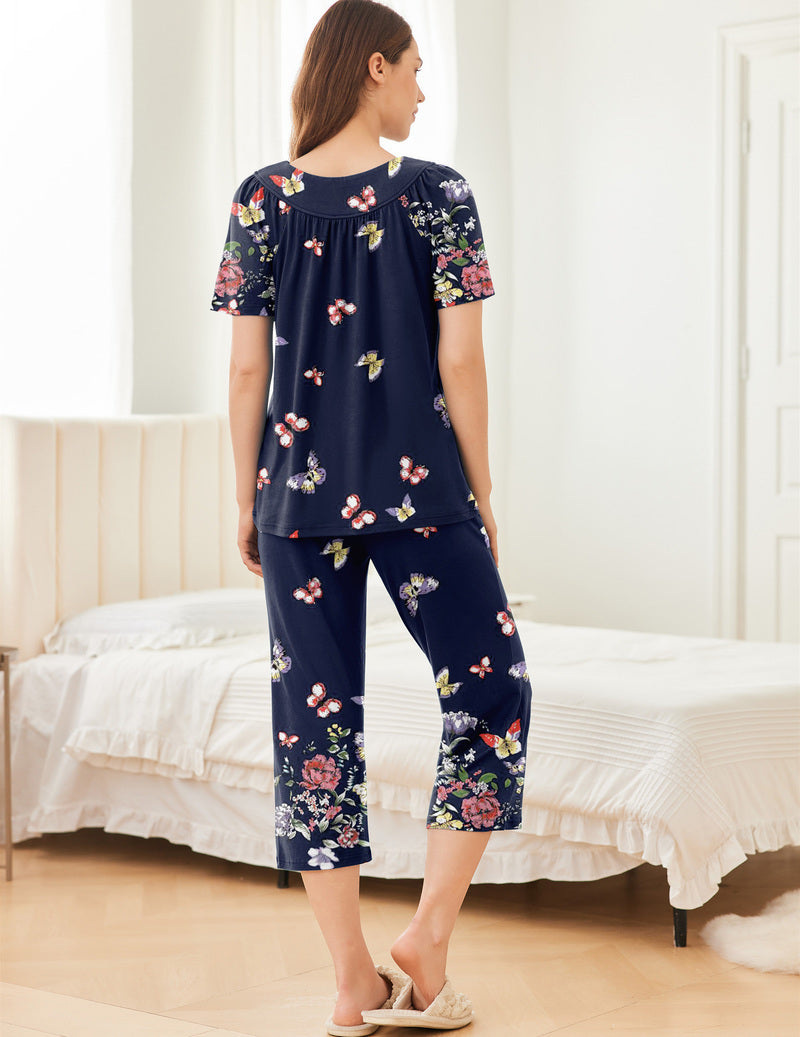 2 Pack Capri Pajamas Short Sleeve Mumu Pjs Sets