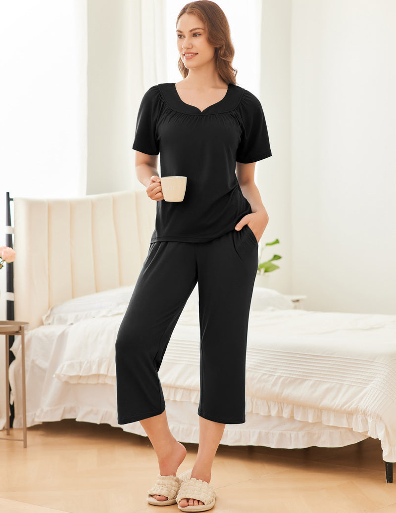 2 Pack Capri Pajamas Short Sleeve Mumu Pjs Sets