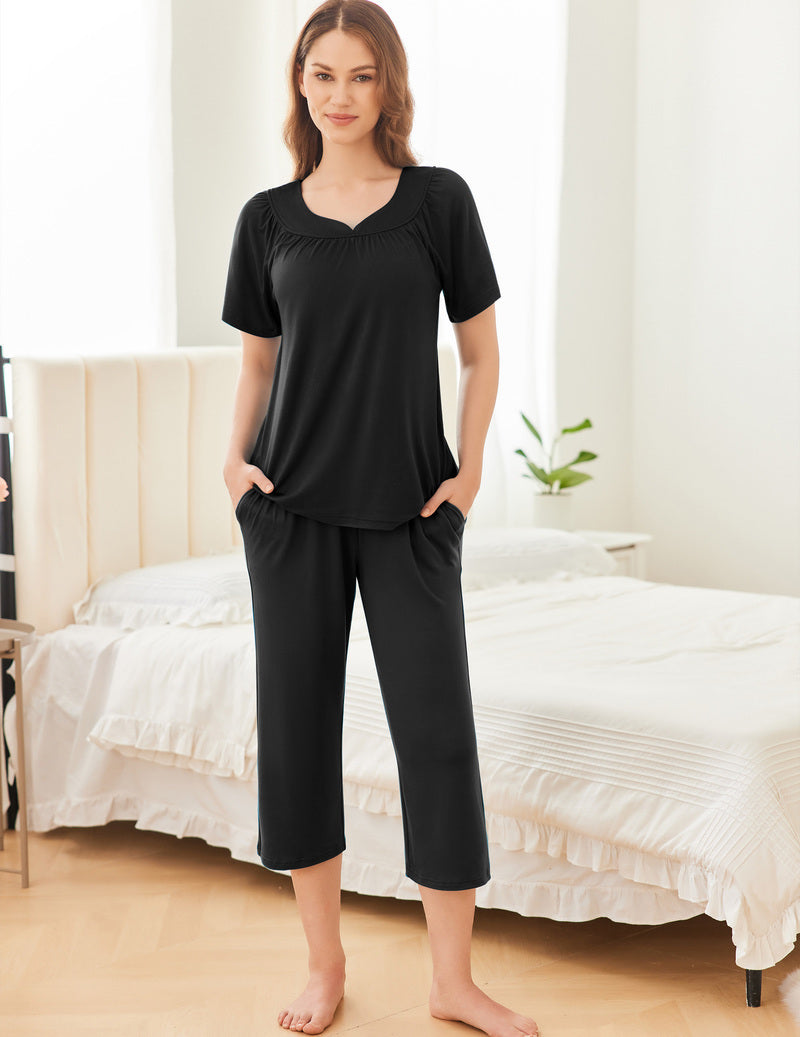 2 Pack Capri Pajamas Short Sleeve Mumu Pjs Sets