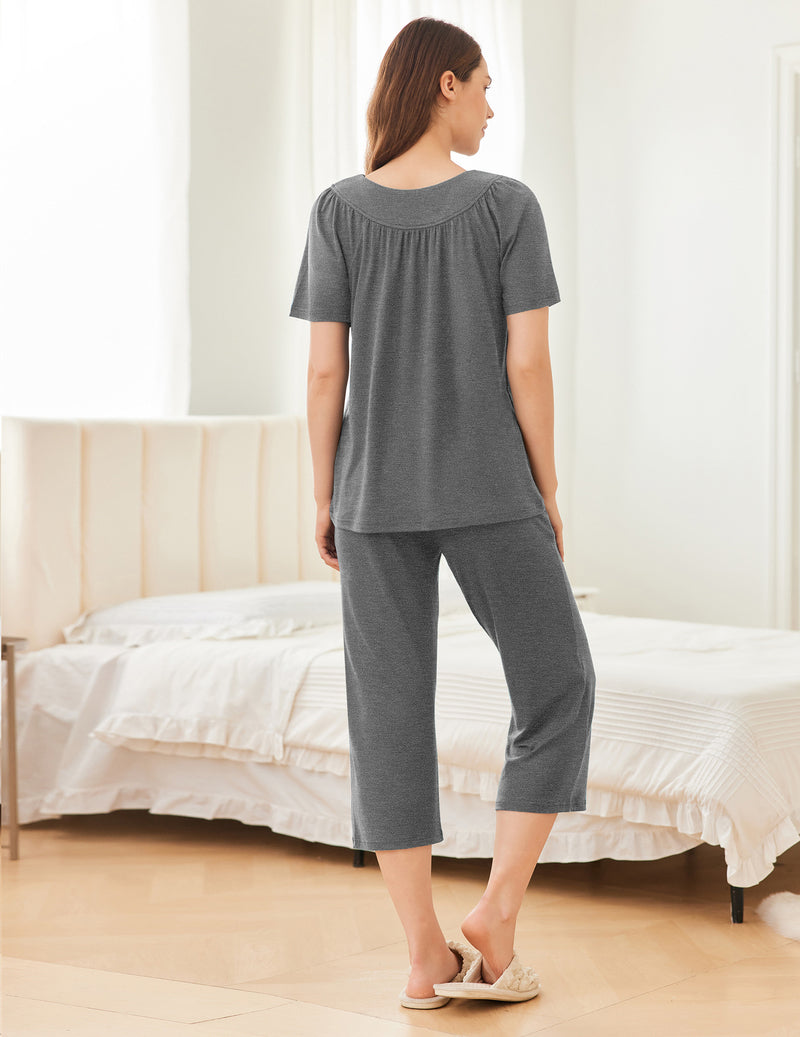2 Pack Capri Pajamas Short Sleeve Mumu Pjs Sets