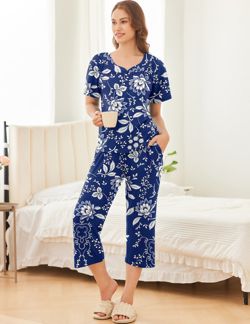 2 Pack Capri Pajamas Short Sleeve Mumu Pjs Sets