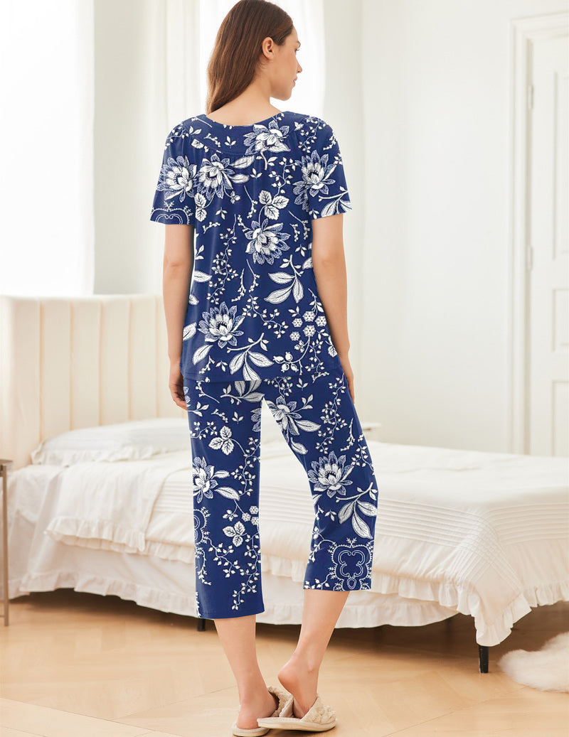 2 Pack Capri Pajamas Short Sleeve Mumu Pjs Sets