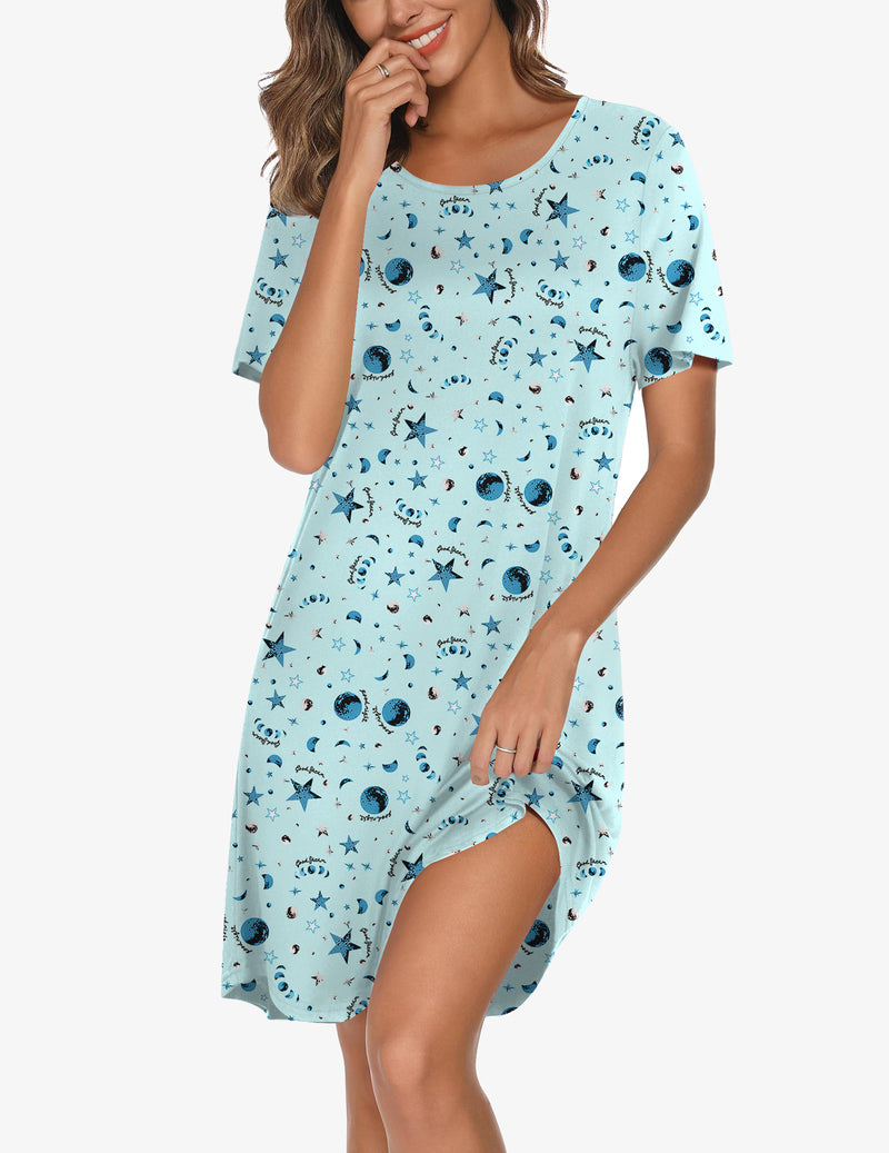 Ekouaer 3 Pack Nightgowns Button Down Neck Nightshirt