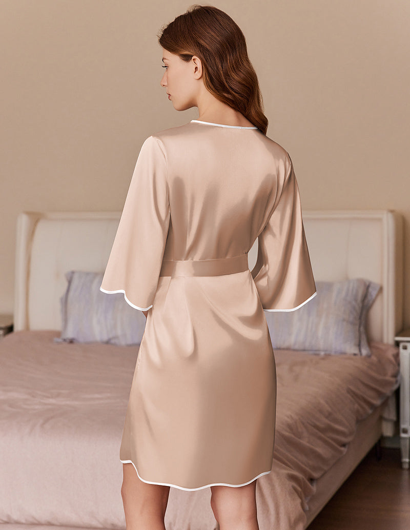 Ekouaer 3/4 Sleeve Satin Short Robes