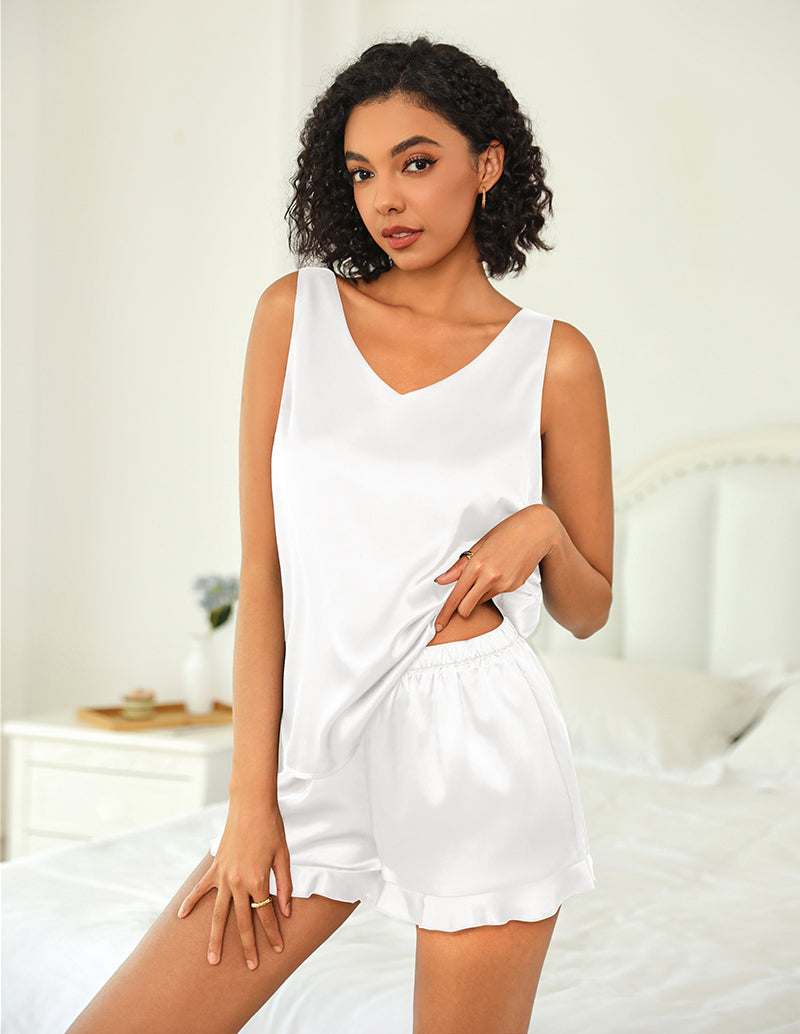 Satin Cami Top Shorts Pajama Sets (US Only)