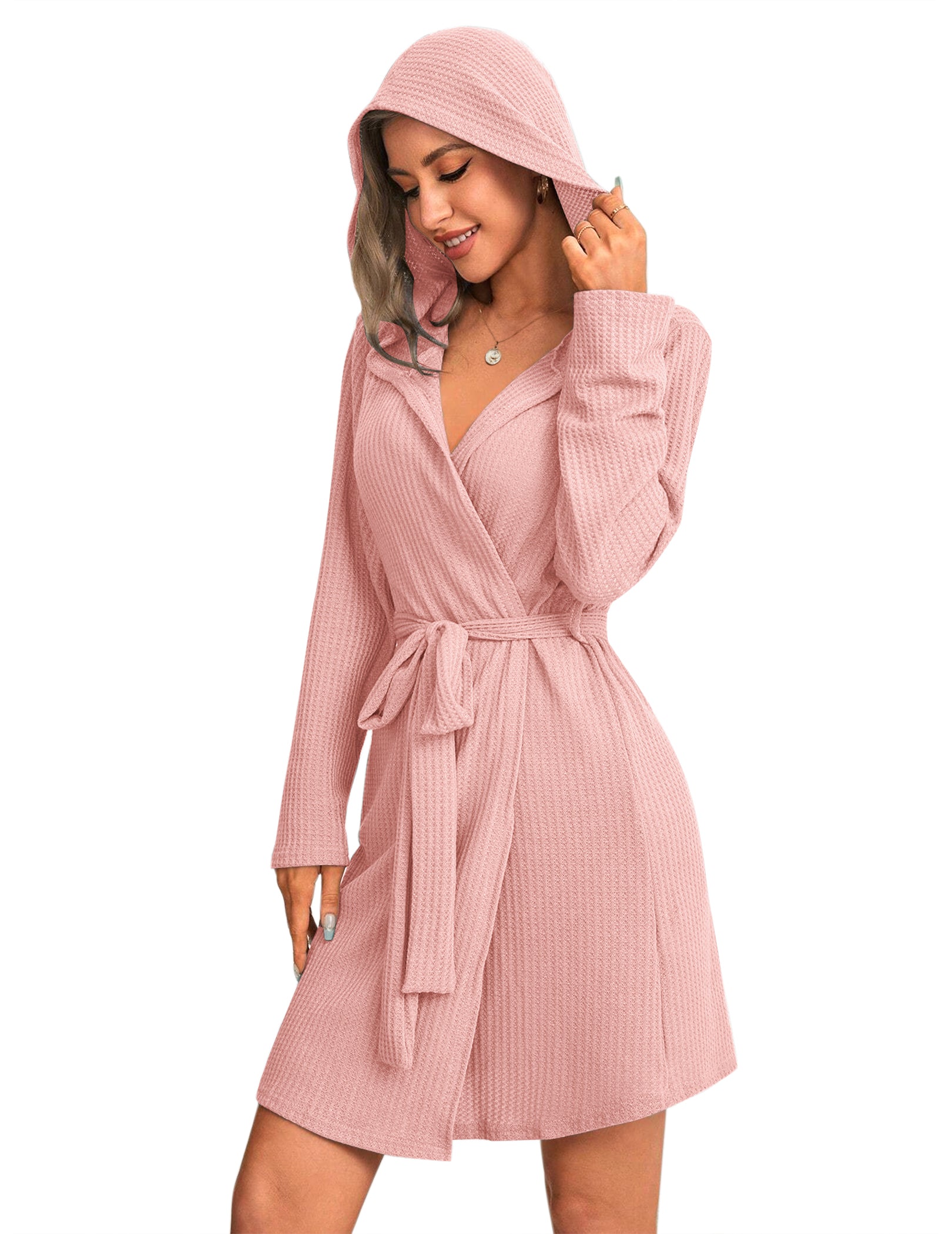 Waffle Knit Hooded Bathrobe (US Only)