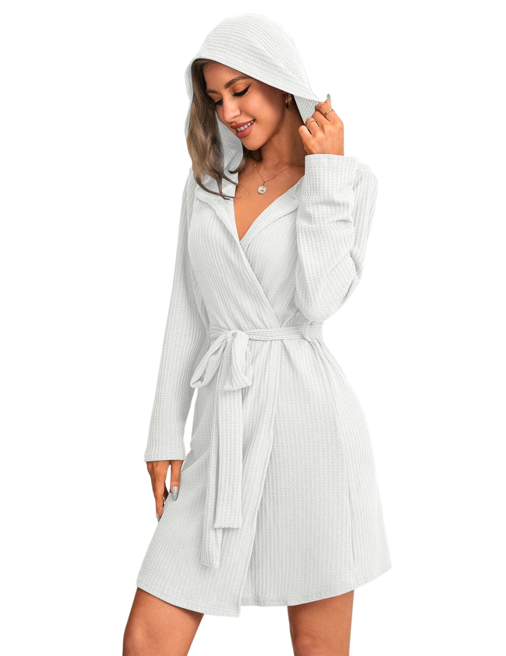 Waffle Knit Hooded Bathrobe (US Only)