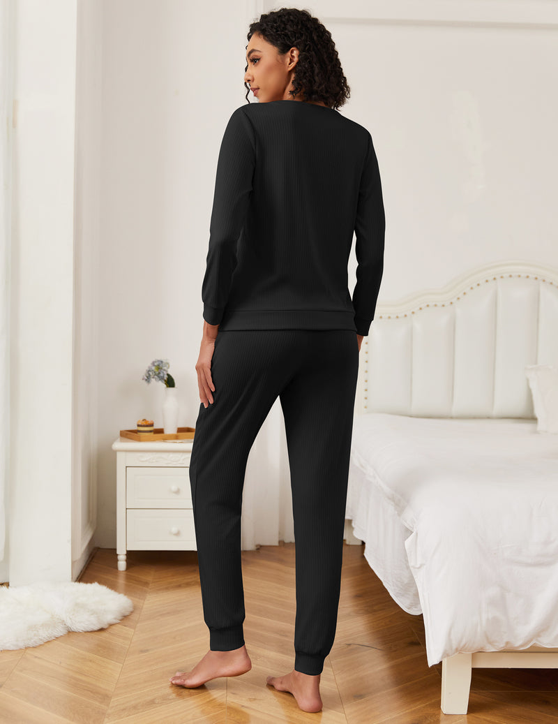 Long Sleeve Tops with Jogger Pants Soft Pjs Lounge Set