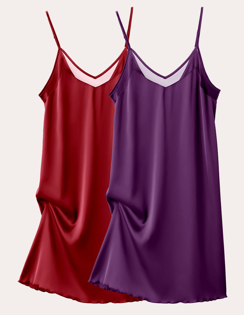 Ekouaer 2 Pack Satin Chemise (US Only)