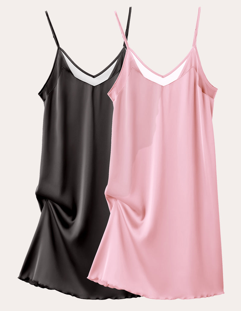 Ekouaer 2 Pack Satin Chemise (US Only)