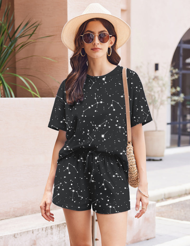 Cotton Pajamas Set Soft Short Sleeve Lounge Set