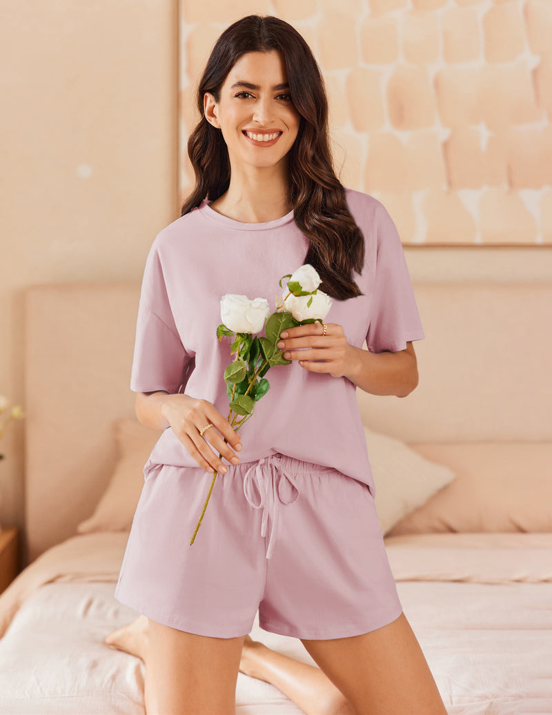 Cotton Pajamas Set Soft Short Sleeve Lounge Set