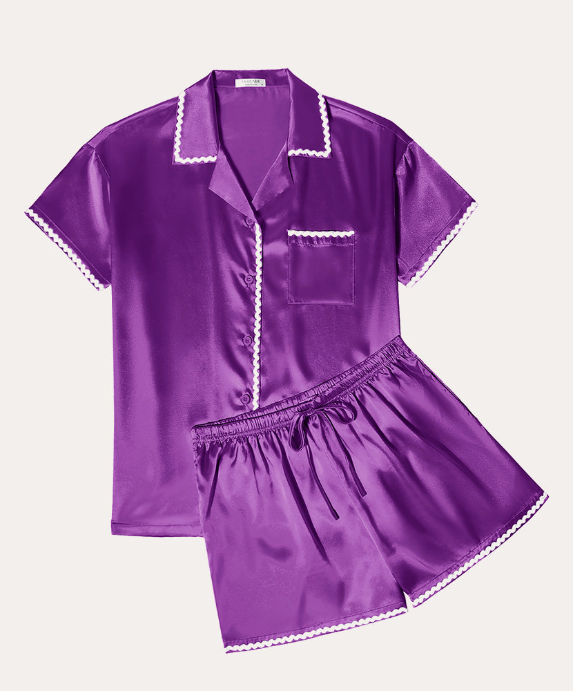 Silk Braided Trim Pajama Set (US Only)