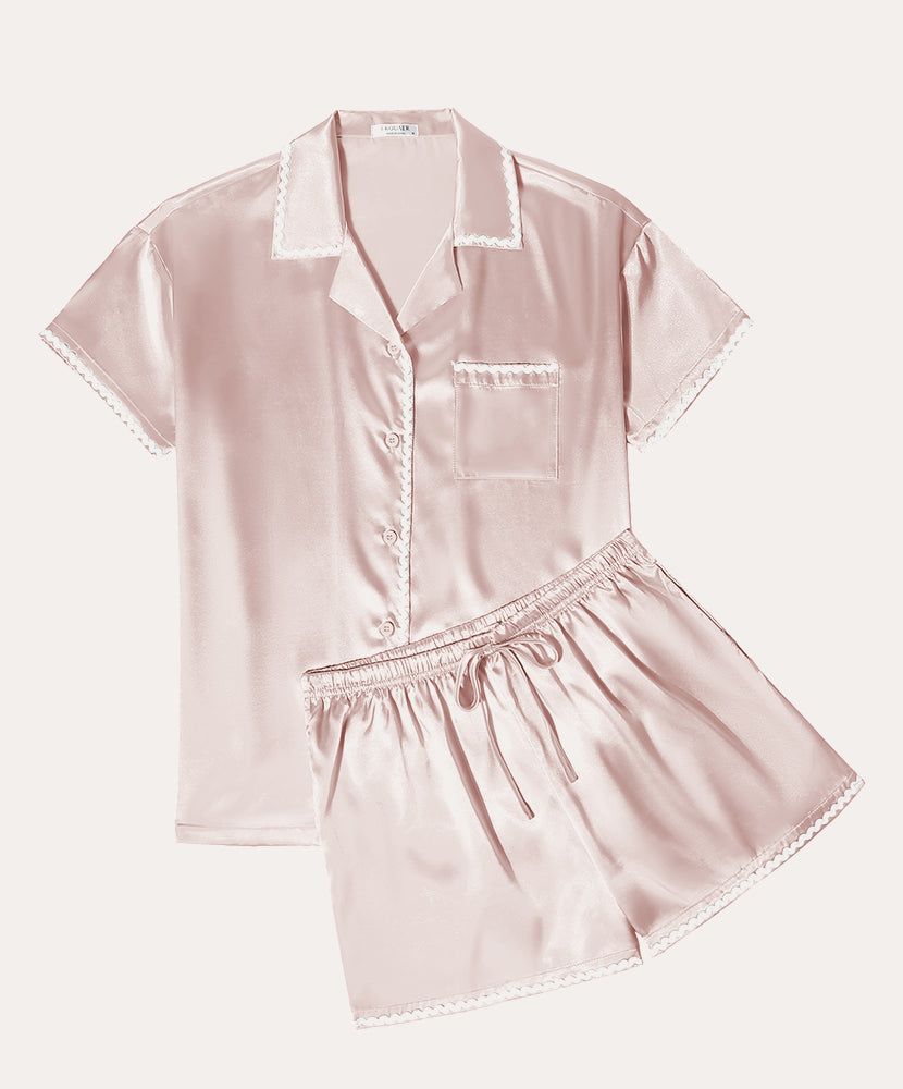 Silk Braided Trim Pajama Set (US Only)