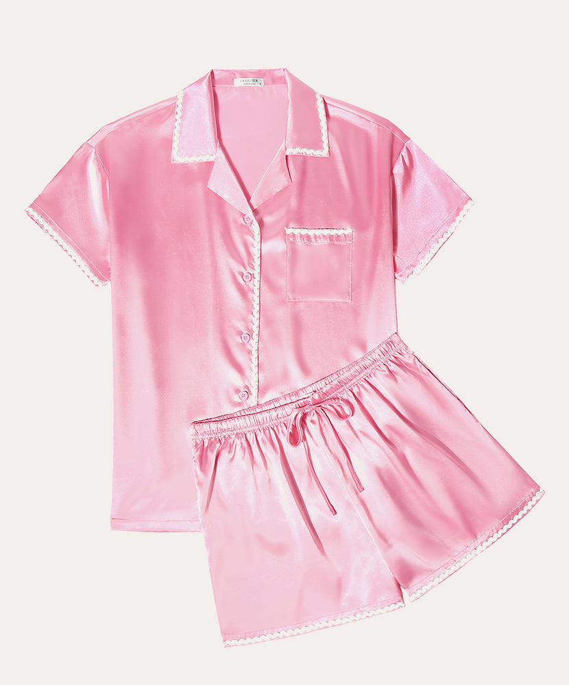 Silk Braided Trim Pajama Set (US Only)