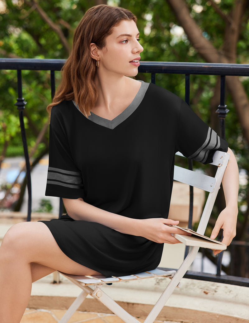 Ekouaer 2 Pack Sleepshirts Short Sleeve Pajama Dress