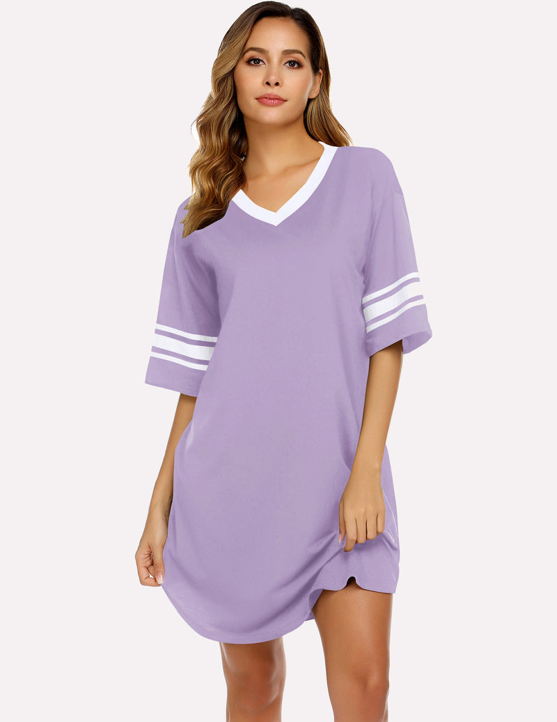 Ekouaer 2 Pack Sleepshirts Short Sleeve Pajama Dress