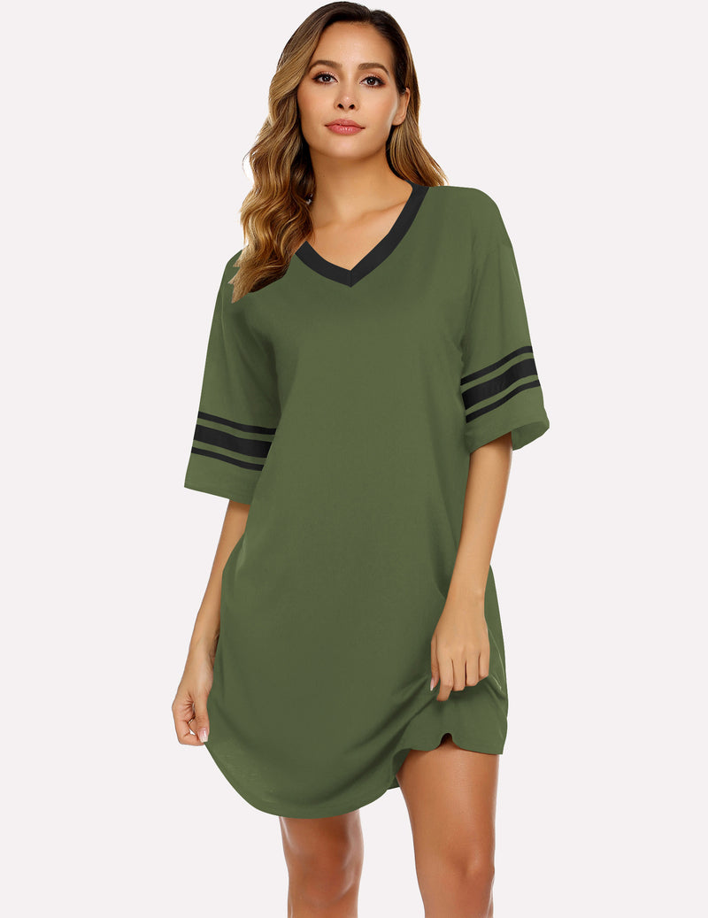 Ekouaer 2 Pack Sleepshirts Short Sleeve Pajama Dress