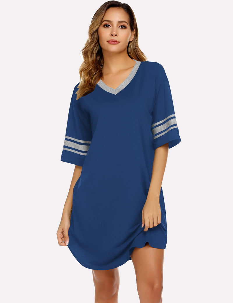 Ekouaer 2 Pack Sleepshirts Short Sleeve Pajama Dress