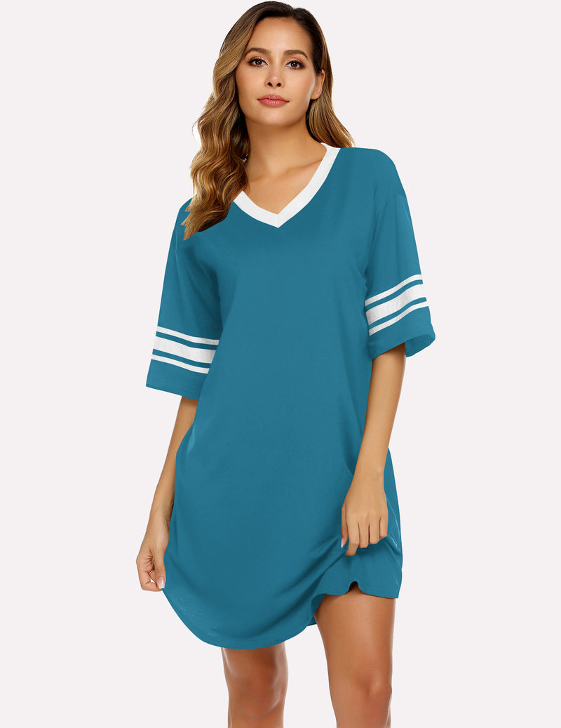 Ekouaer 2 Pack Sleepshirts Short Sleeve Pajama Dress