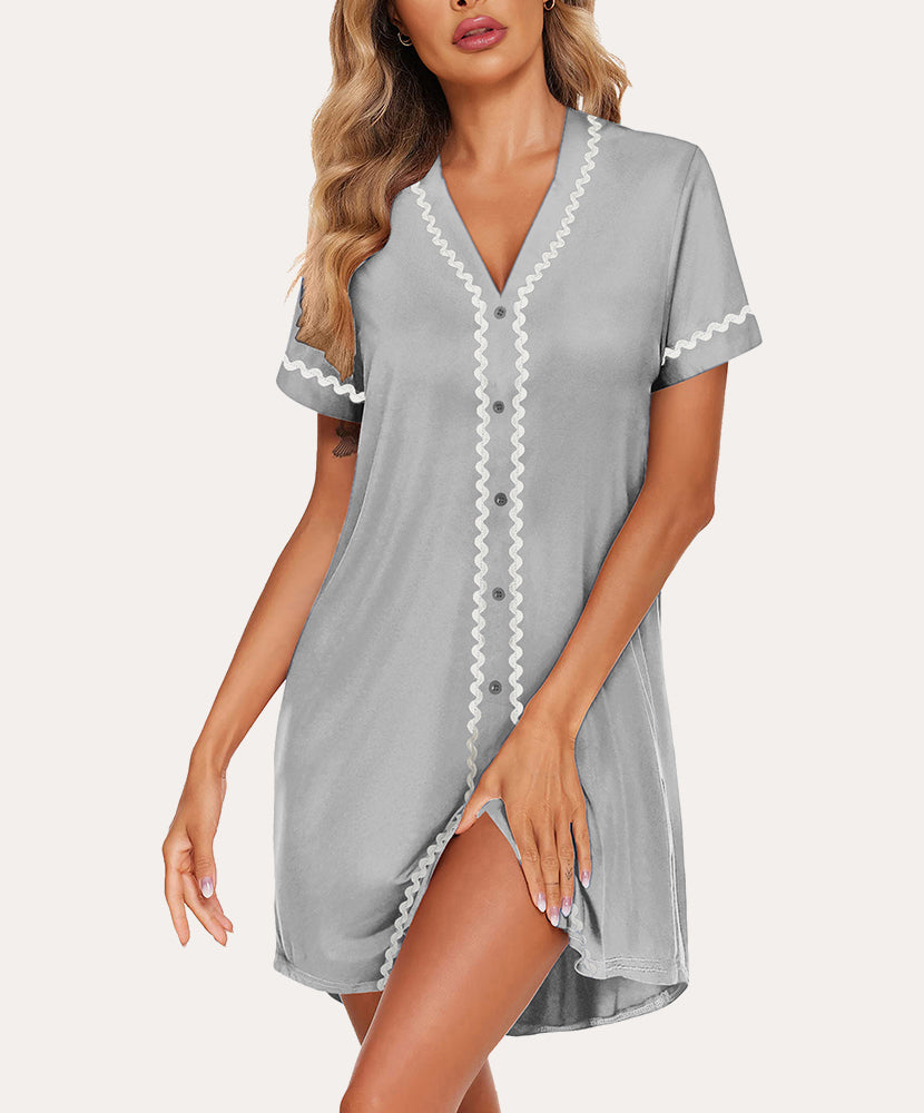 Comfy Trendy Rickrack Trim Sleepshirt (US Only)