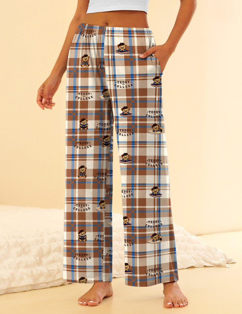 Ekouaer Teddy Pajama Pants Soft Comfy Wide Leg Pants