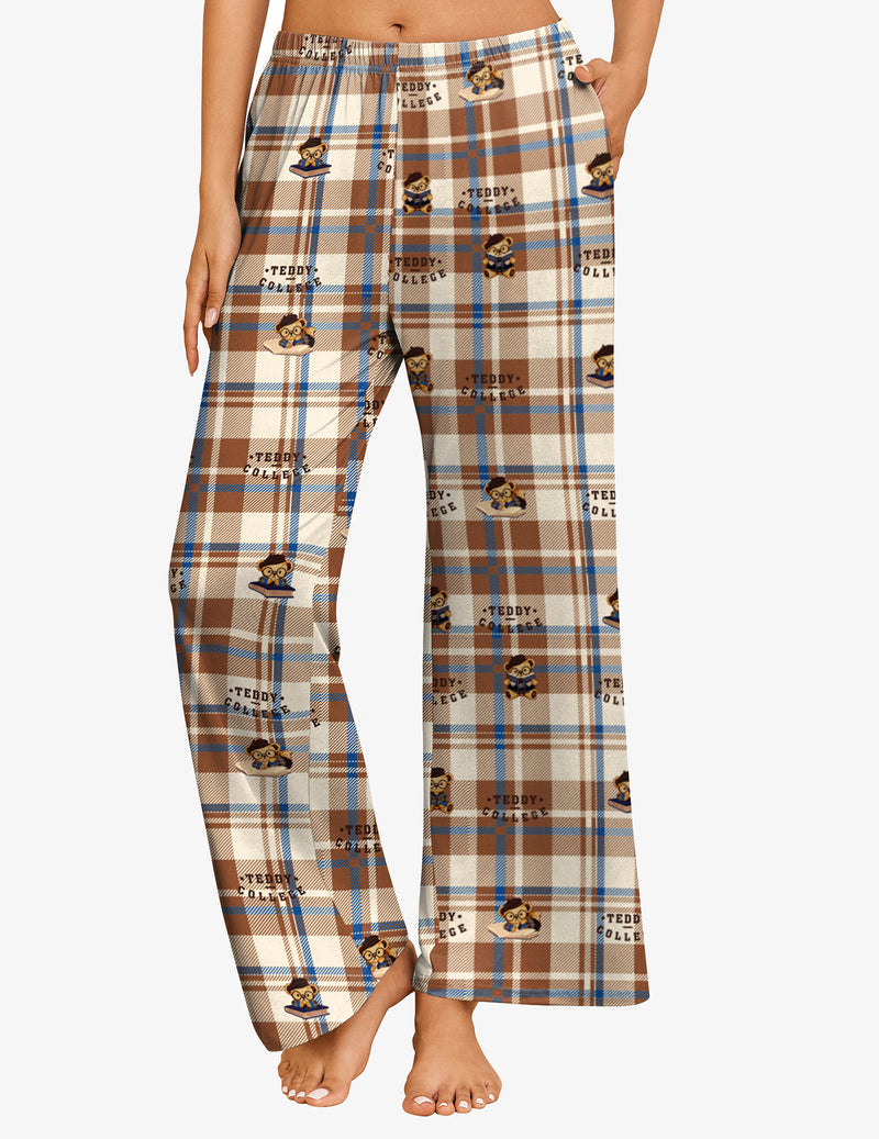 Ekouaer Teddy Pajama Pants Soft Comfy Wide Leg Pants