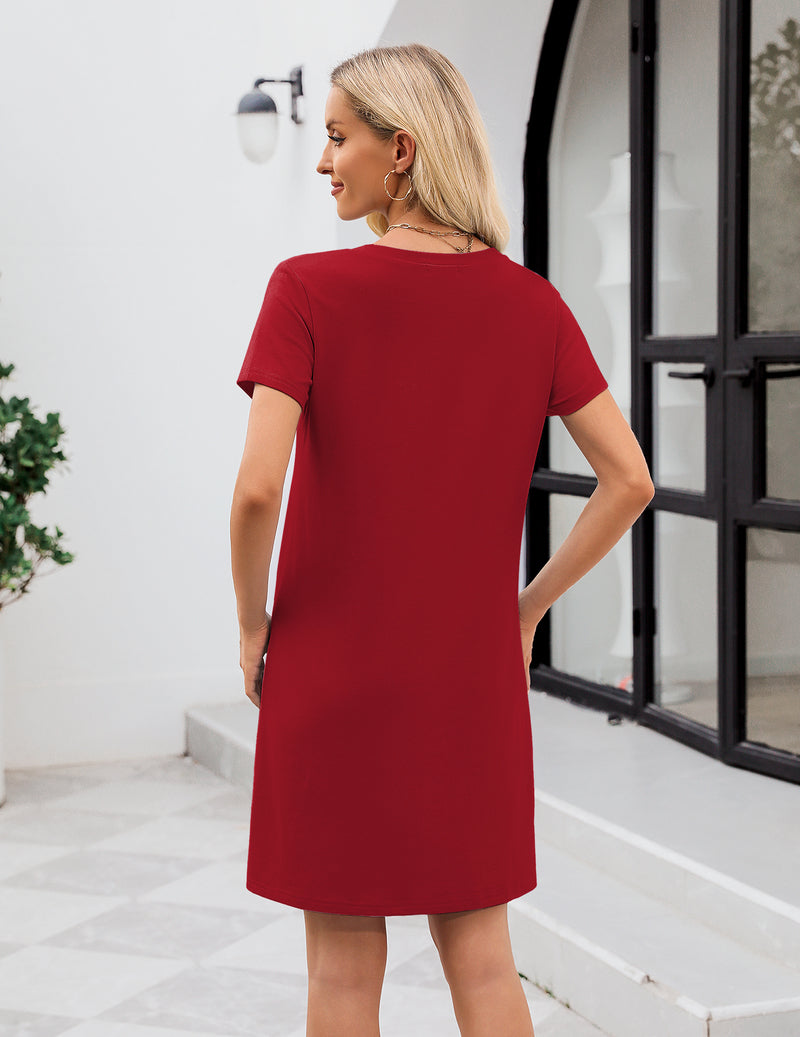 Ekouaer Cotton Nightgowns V Neck Sleep Shirts