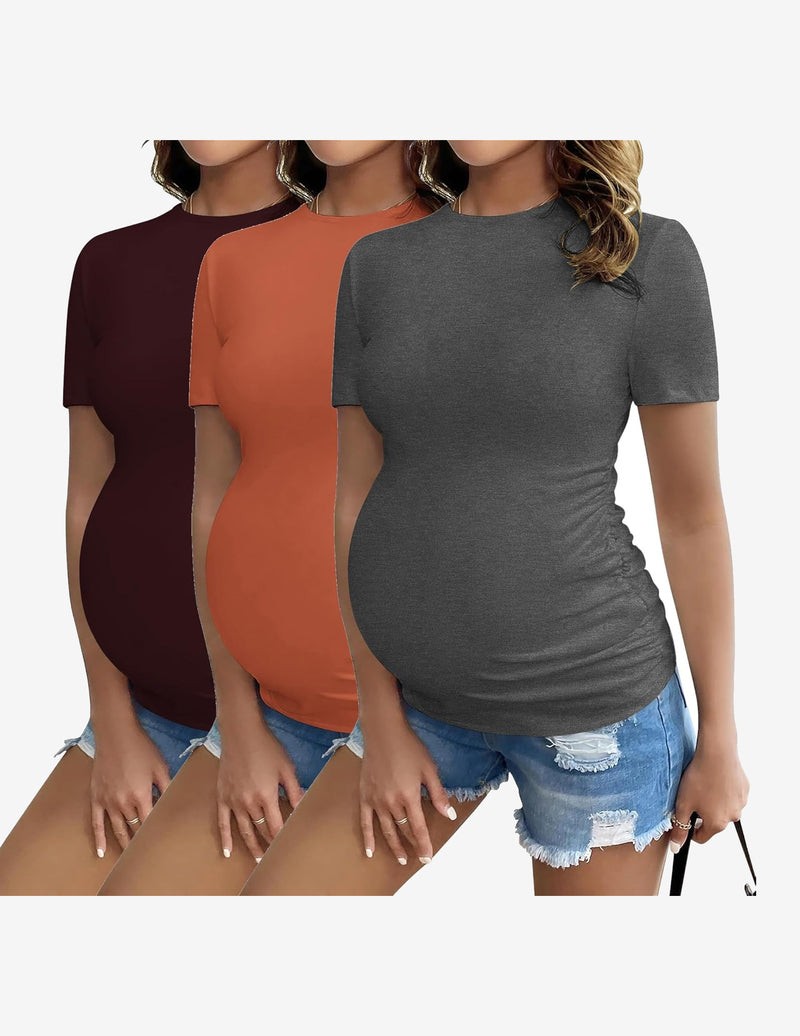 Ekouaer Maternity Shirts 3 Packs Pregnancy Tee Tops