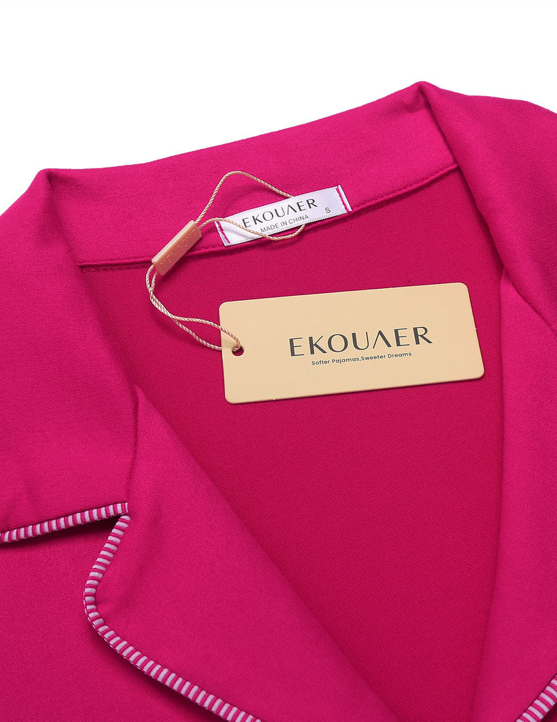 Ekouaer Teddy Pajamas Set 2 Piece Pjs Button Down Shorts Sets