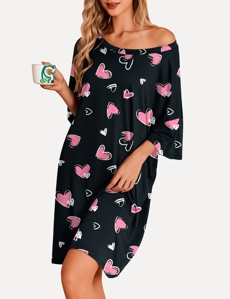 Ekouaer Oversized Sleep Shirt Short Sleeve Nightshirt