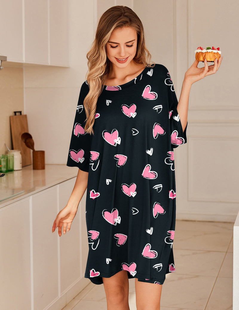 Ekouaer Oversized Sleep Shirt Short Sleeve Nightshirt