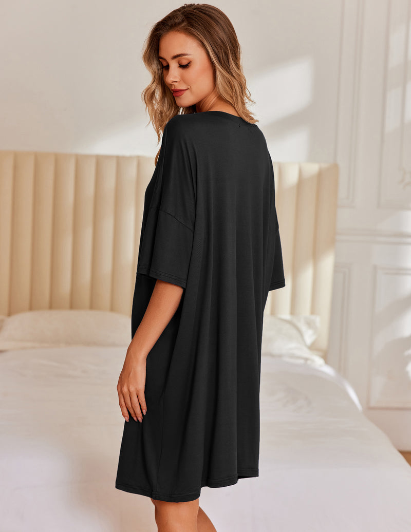 Ekouaer Oversized Sleep Shirt Short Sleeve Nightshirt