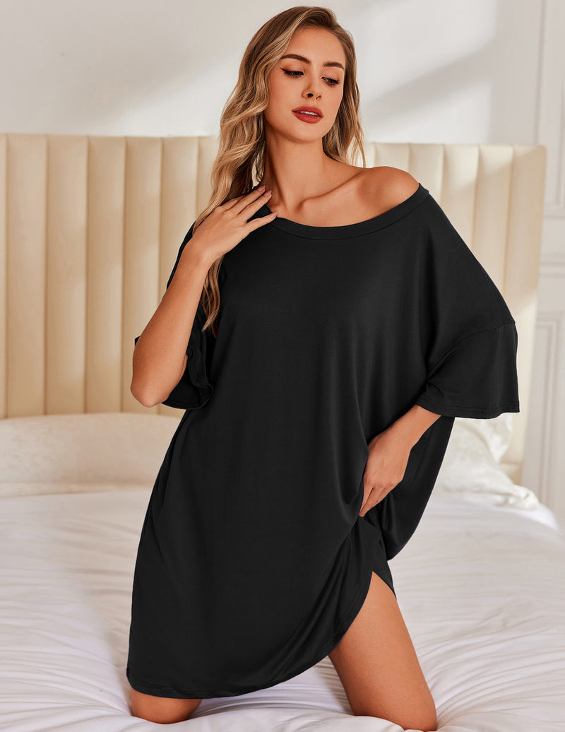 Ekouaer Oversized Sleep Shirt Short Sleeve Nightshirt