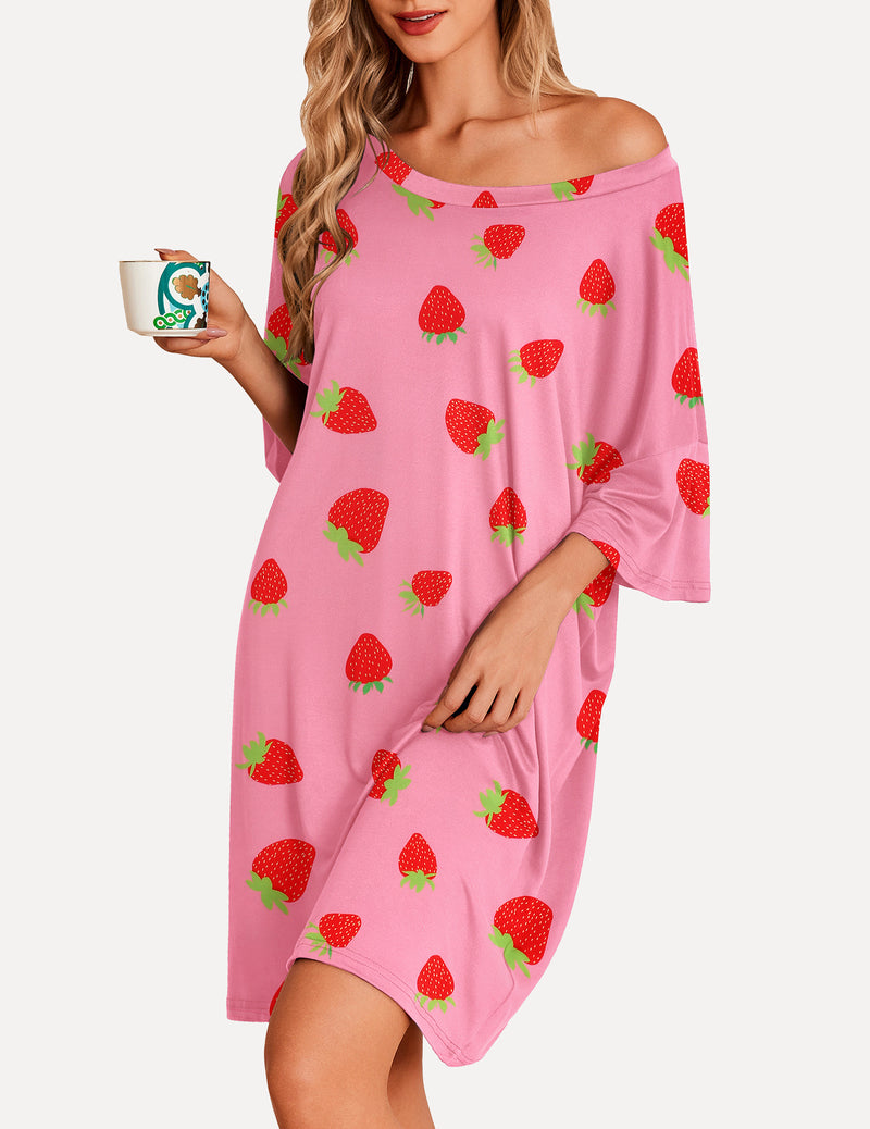 Ekouaer Oversized Sleep Shirt Short Sleeve Nightshirt