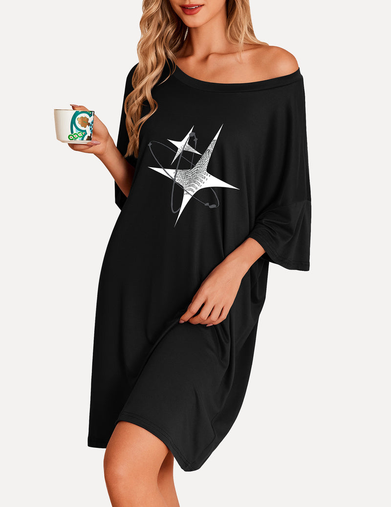 Ekouaer Oversized Sleep Shirt Short Sleeve Nightshirt