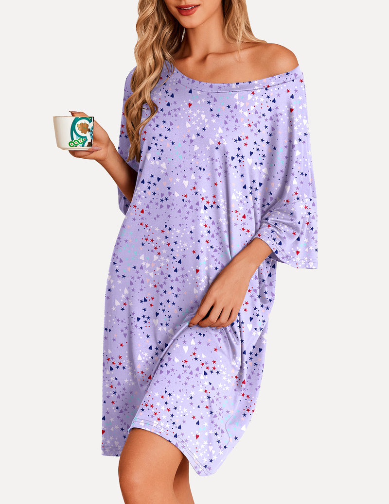 Ekouaer Oversized Sleep Shirt Short Sleeve Nightshirt