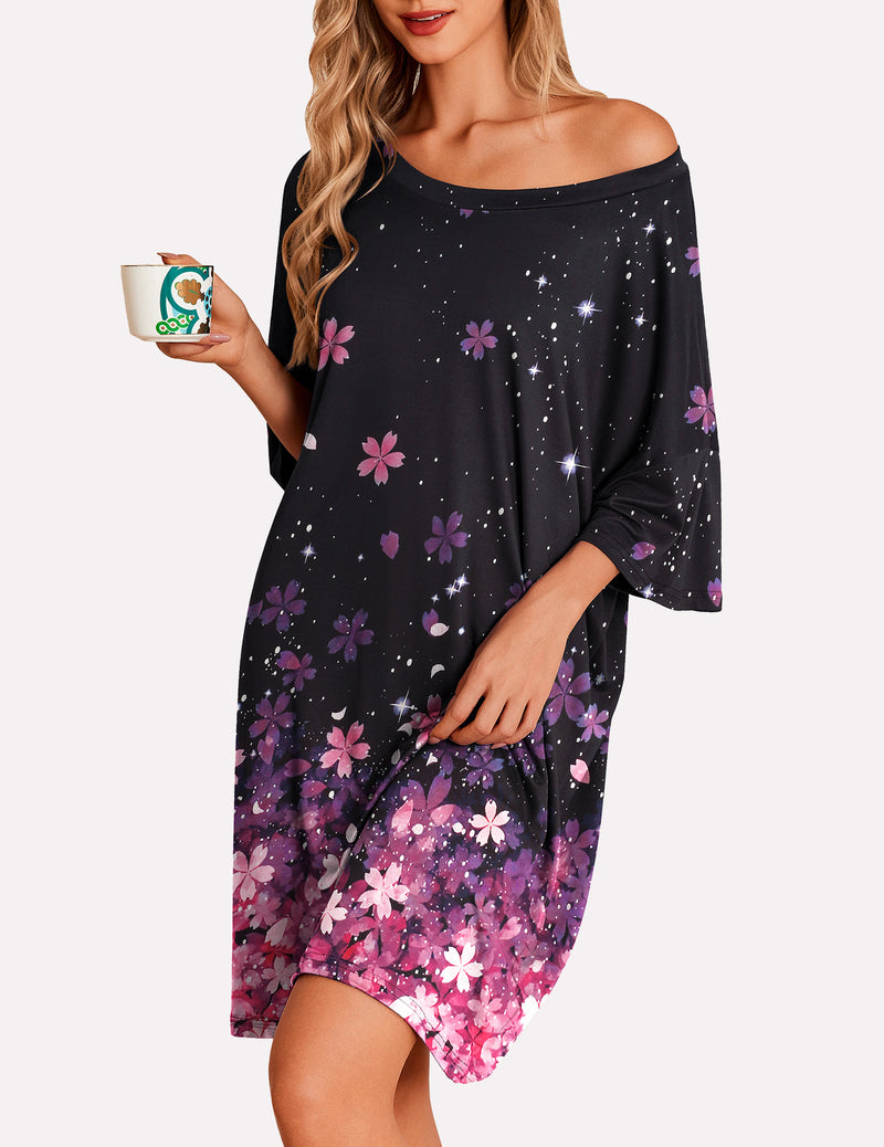 Ekouaer Oversized Sleep Shirt Short Sleeve Nightshirt