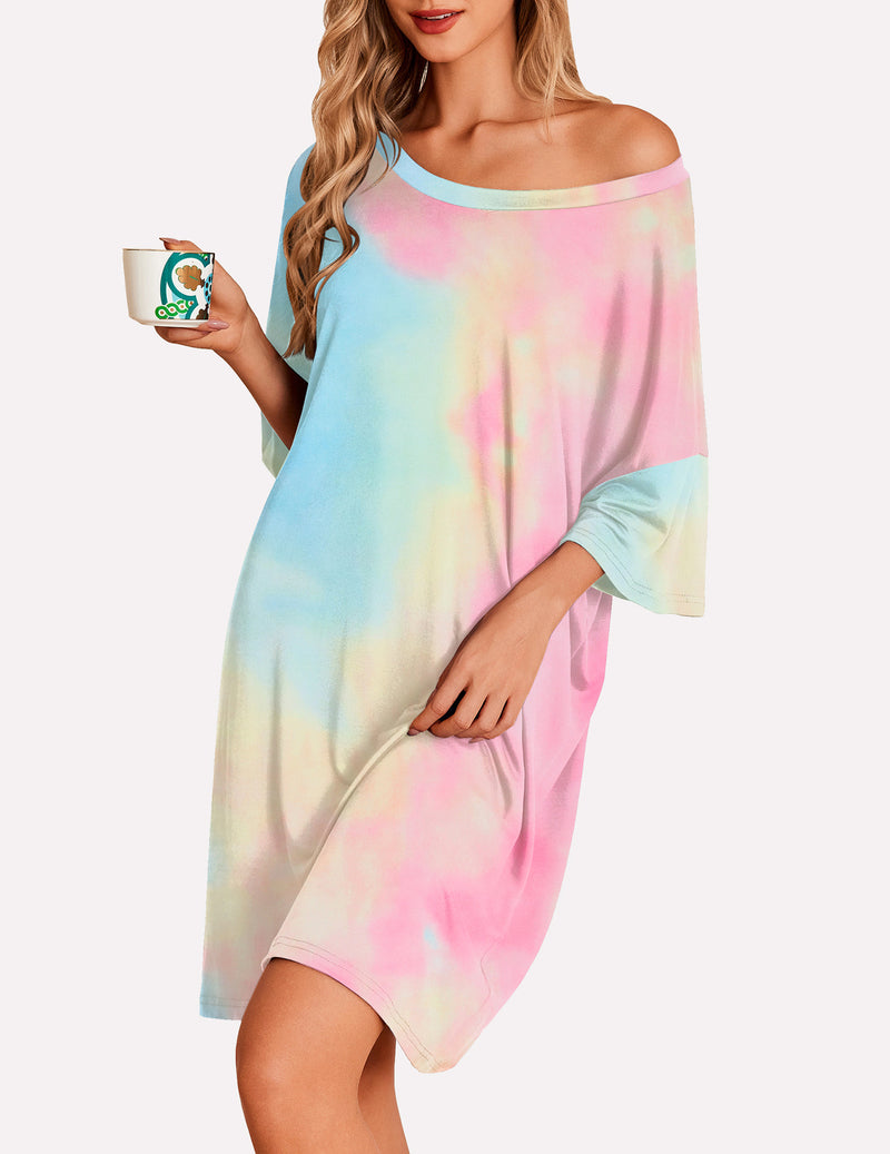 Ekouaer Oversized Sleep Shirt Short Sleeve Nightshirt