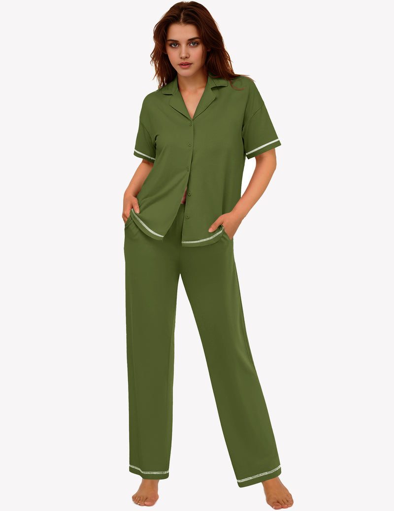 Ekouaer Cotton Pajamas Sets 2 Piece Lounge Set
