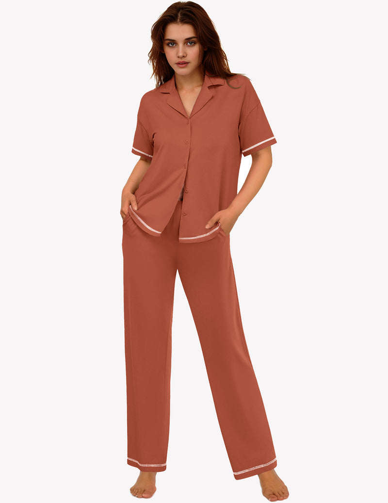 Ekouaer Cotton Pajamas Sets 2 Piece Lounge Set