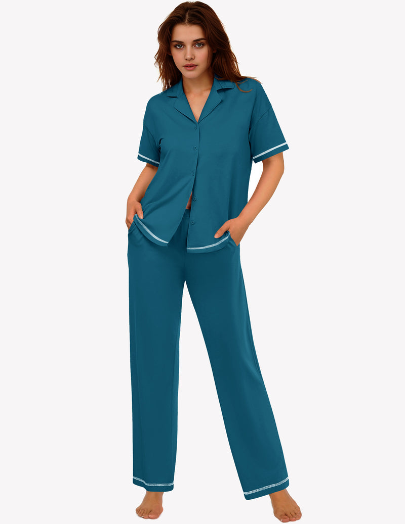 Ekouaer Cotton Pajamas Sets 2 Piece Lounge Set