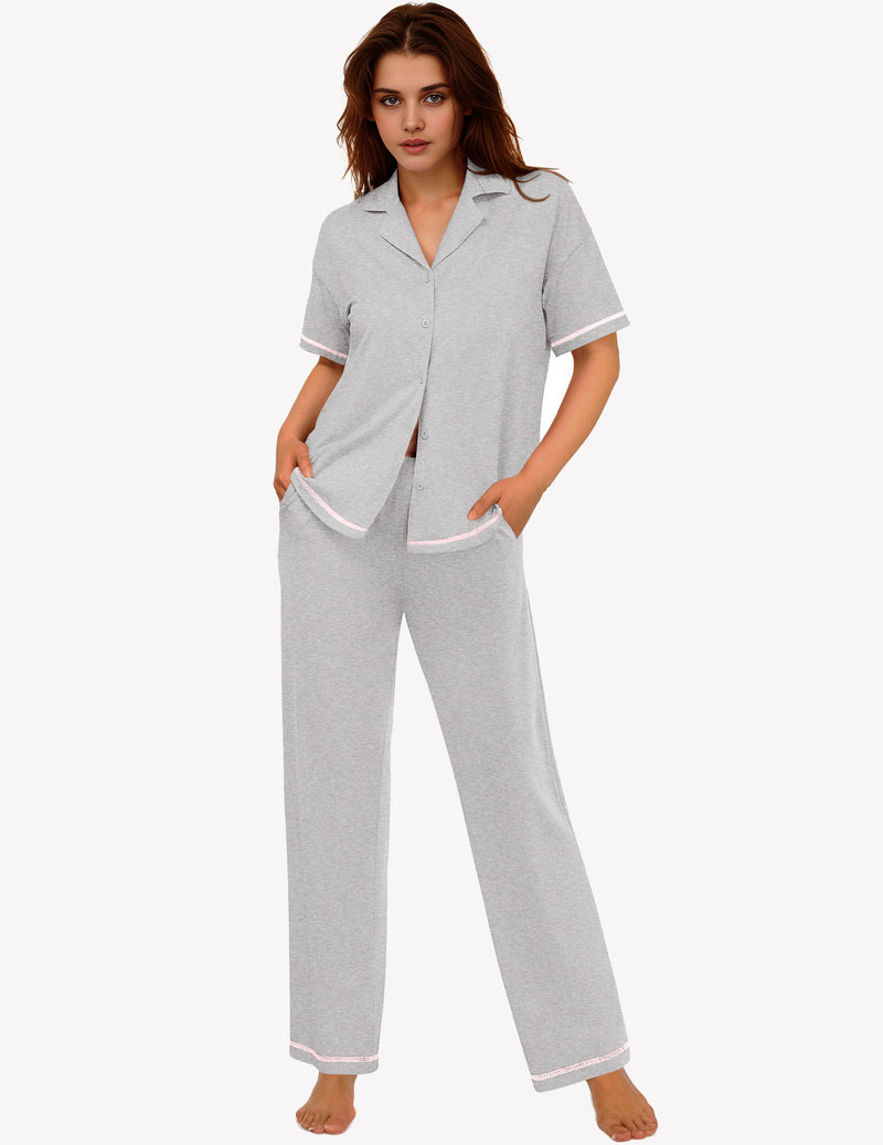 Ekouaer Cotton Pajamas Sets 2 Piece Lounge Set