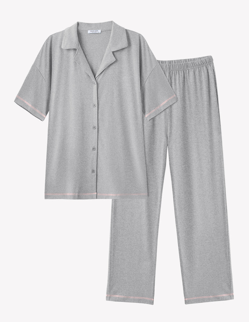 Ekouaer Cotton Pajamas Sets 2 Piece Lounge Set